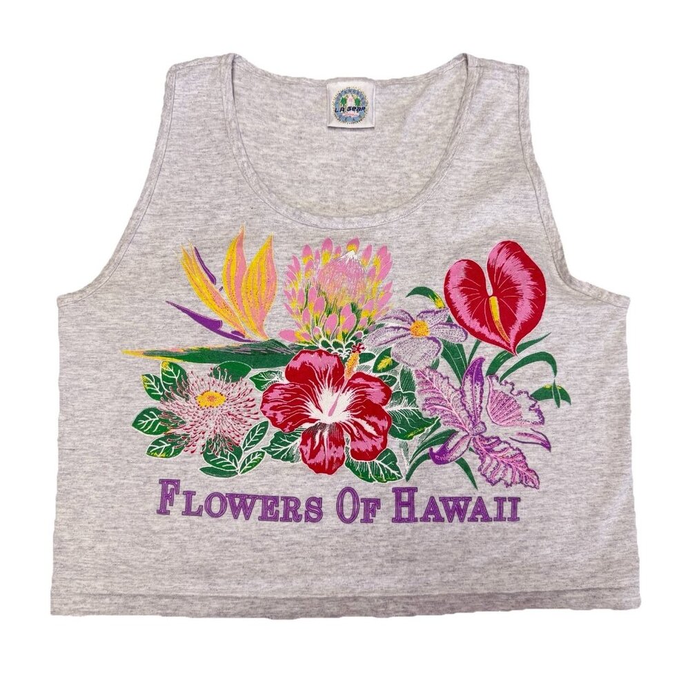 Vintage LA Gear Tank Top Shirt Womens Large 18x17.5 90s Flowers of Hawaii USA